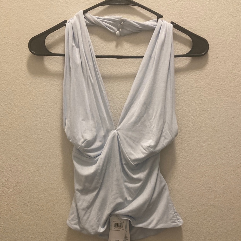 Guess Light Blue Draped Top